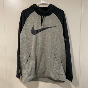 Nike Dri-Fit Gray Black Hoodie Pullover Athletic Sweatshirt Size XL